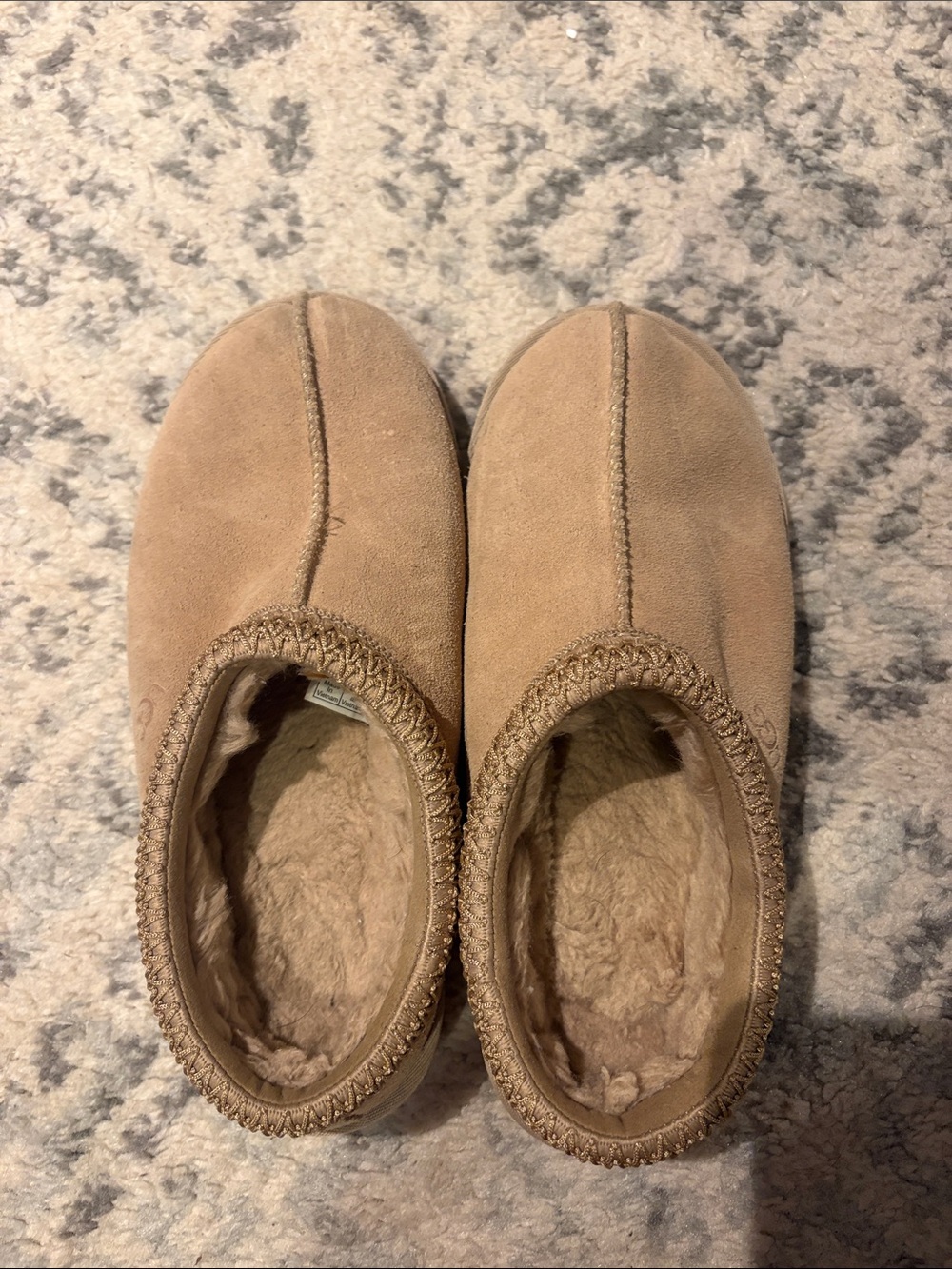 UGG Women's Tan Suede Slip-On Cozy Lined Shoe Tasman